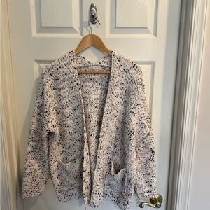 Moon & Madison Cream Confetti Cardigan with Colorful Fleck Detailing